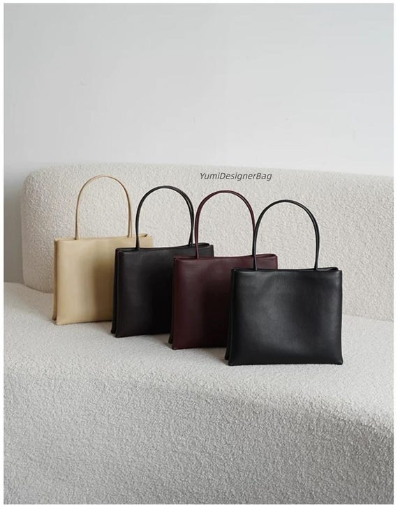 Soft Genuine Leather Tote Bag,Top Layer Lambskin Top Handle Bags, Minimal Design Purse,New Trendy Handbags,Everyday Underarm Purse,Two Sizes