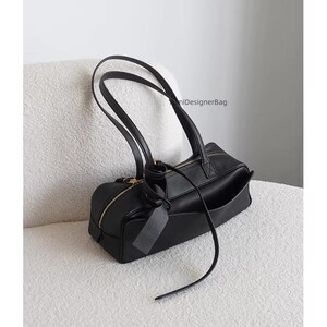Top Grain Cowhide Leather Top Handle Bag,Designer Ladies Handbag,Women Bowling shoulder purse,Everyday Carry Tote Bag,Gift for Mom image 7