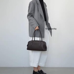 Top Grain Cowhide Leather Tote Bag, Minimalist Handbag, Designer Shoulder Bag,Women's Commuter Top Handle Purse,Personalized gift for Mom image 20