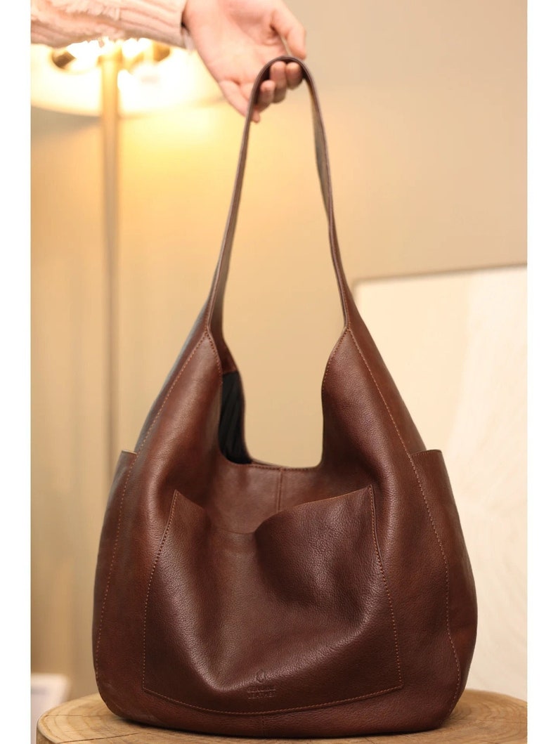 Original Leather Hobo Bag,Leather bag,Leather shoulder bag,Hobo bag,Top handle bag,Leather purse,Leather Handbags Women,Personalized gift Castanho