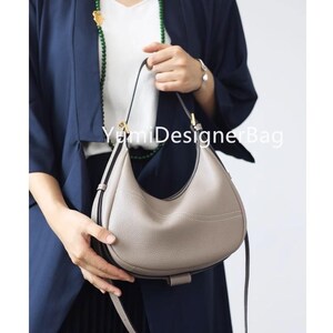 YFGBCX Women's Leather Hobo Tote Bag - Crescent Crossbody Bag With Zipper (PU Leather) - View #5