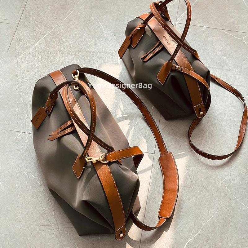 Nylon Hobo Bag: Handmade Leather Tote, Crossbody Travel Bag