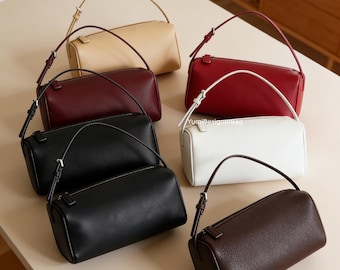 90s Bag,Minimalist Leather Top Handle Bag,Adjustable Crossbody Shoulder purse