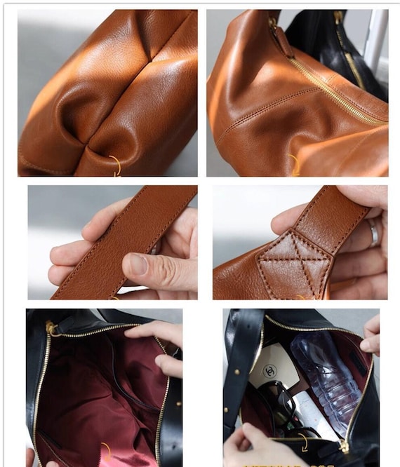 Top Layer Vegetable-tanned Waxed Leather Croissant Bag, Handmade