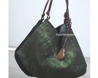 Mulberry Silk Hobo Bag: Leather Shoulder Tote, Handmade Pendant