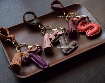 Goat Leather Letter Keychain: Personalized Alphabet Bag Charm