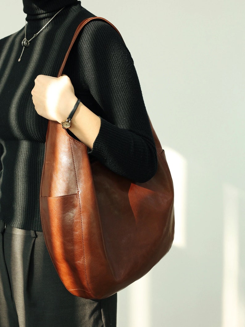 Original Leather Hobo Bag,Leather bag,Leather shoulder bag,Hobo bag,Top handle bag,Leather purse,Leather Handbags Women,Personalized gift imagem 8