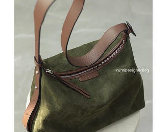 Nubuck Slouchy Leather Hobo Bag,Soft Slouchy Crossbody bag,Ladies shoulder bag,Tote Bag for Everyday Wear,slouchy shoulder leather bag