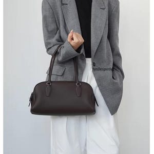 Top Grain Cowhide Leather Tote Bag, Minimalist Handbag, Designer Shoulder Bag,Women's Commuter Top Handle Purse,Personalized gift for Mom image 19