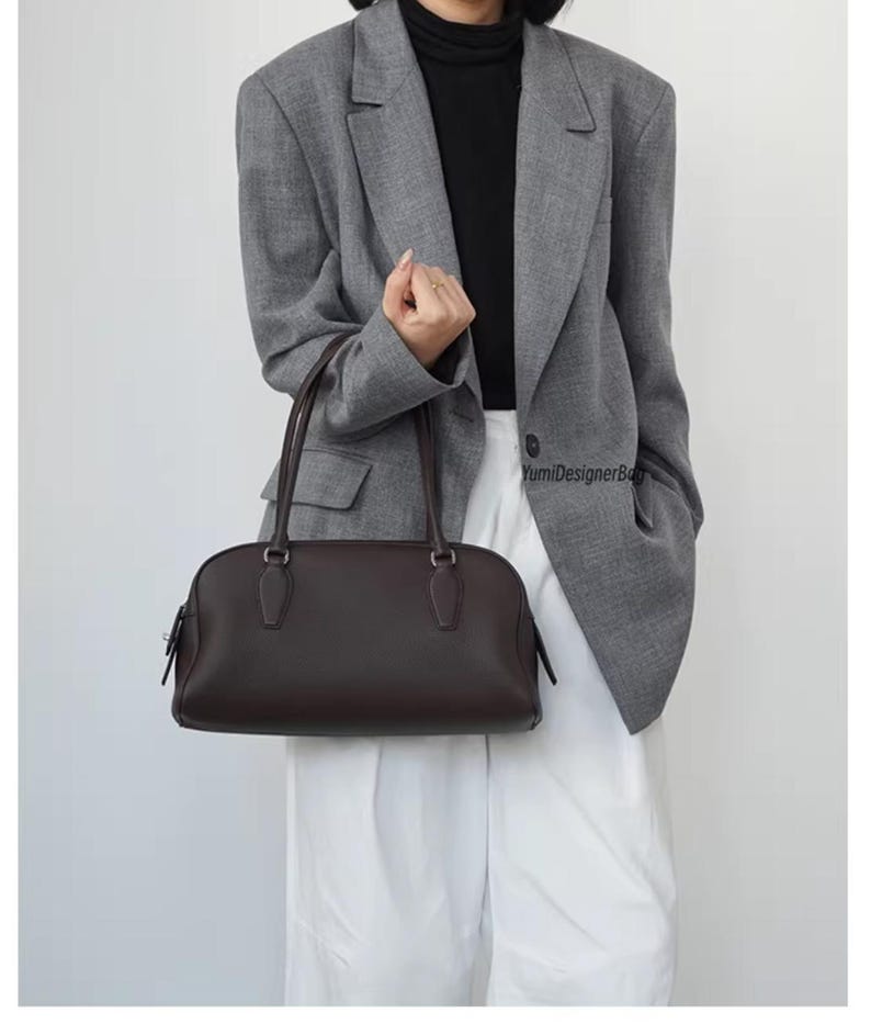 Top Grain Cowhide Leather Tote Bag, Minimalist Handbag, Designer Shoulder Bag,Women's Commuter Top Handle Purse,Personalized gift for Mom image 19