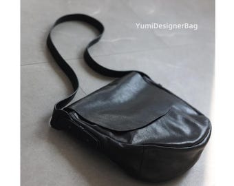 Slouchy Leather Hobo Bag: Soft Cowhide Shoulder Bag.Genuine leather Crossbody purse for women