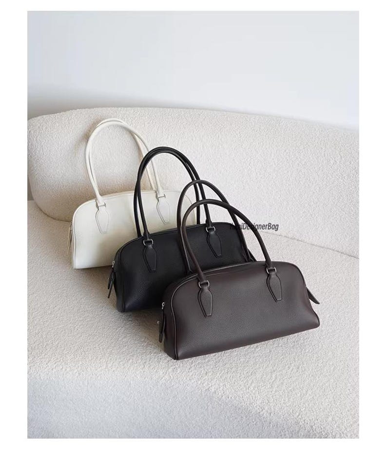Top Grain Cowhide Leather Tote Bag, Minimalist Handbag, Designer Shoulder Bag,Women's Commuter Top Handle Purse,Personalized gift for Mom image 3
