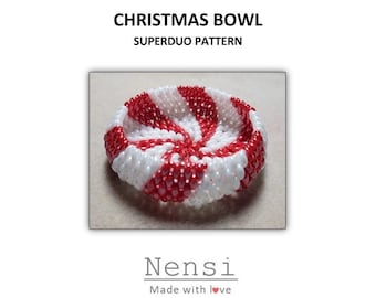 Christmas Bowl – 3D SuperDuo pattern – PDF download