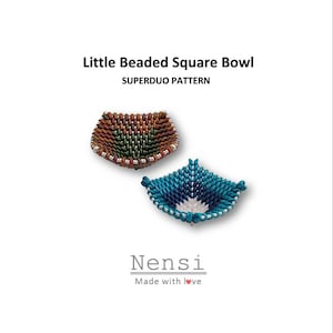 Little Beaded Square Bowl- 3D SuperDuo pattern – PDF download