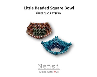 Little Beaded Square Bowl- 3D SuperDuo pattern – PDF download
