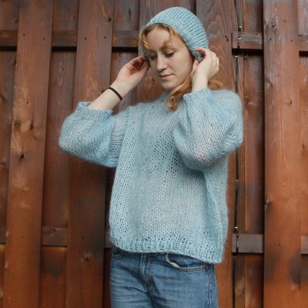 Blue Mohair Sweater Etsy