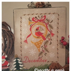 FILE PDF DIGITAL chart-Uncardinale a dicembre- schema punto croce Christmas cross stitch pattern, Cross stitch chart cardinal noel natale