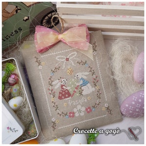 PDF schema punto croce PDF innamorati a Pasqua easter cross stitch pattern,easter egg, rabbit, tin box
