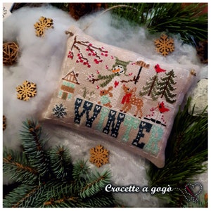 FILE PDF DIGITAL chart-Hello Winter- schema punto croce,  winter cross stitch pattern, snowman,  snow