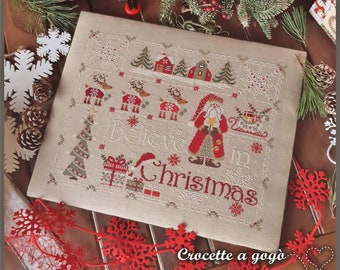PDF FILE DIGITAL chart-Believe in Christmas-cross stitch pattern,Christmas cross stitch pattern, Cross stitch chart, santra claus, noel,christmas
