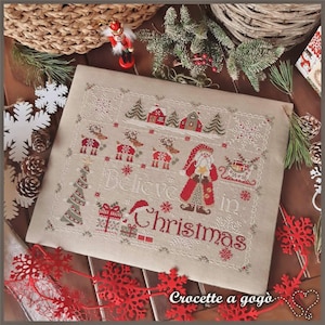 PDF-BESTAND DIGITALE grafiek-Believe in Christmas-cross stitch patroon, Kerst cross stitch patroon, Cross stitch chart, kerstman, noel, Kerstmis