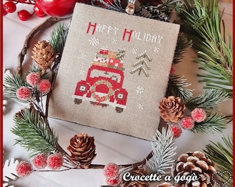 DIGITAL PDF FILE "Christmas Vintage series" scheme n.2 - car series composed of 12 schemes with monthly release, February model, car