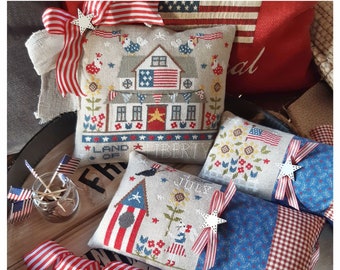 PDF FILE DIGITAL chart-Land of Liberty- set of 3 patriotic cross stitch patterns, Americana, liberty, freedom, American flag, 4th of July