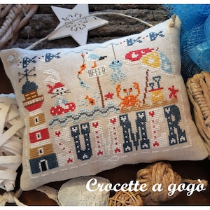 FILE PDF DIGITAL chart-Hello summer-schema punto croce, summer cross stitch pattern, summer cross stitch charts, beach, sea