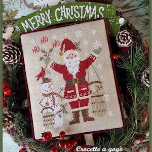 FILE PDF DIGITAL chart-Babbo Natale 2023 schema punto croce-christmas- santa claus-reideer-natale-noel-cross stitch patterns-snowman