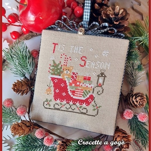 DIGITAAL PDF-BESTAND "Christmas Vintage series" patroon nr. 9 - Slee - serie bestaande uit 12 patronen met maandelijkse uitgave, september-model