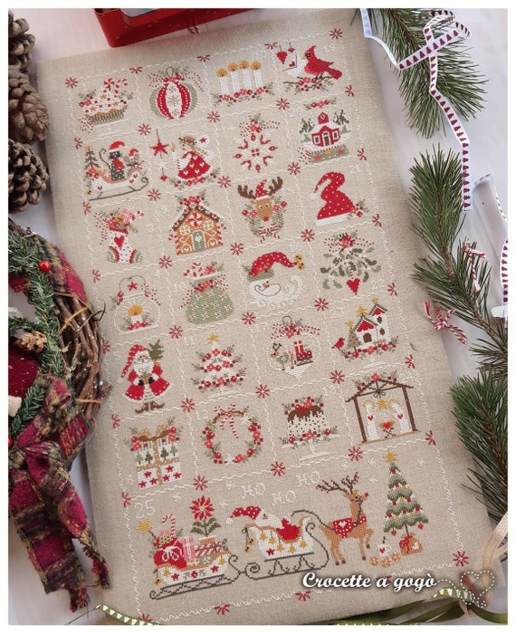 PDF ONLY NEW for 2023 Cross Stitch Advent Calendar Santa's Helper Design 