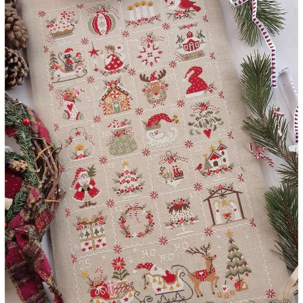 PDF-DATEI DIGITALE Tabelle-Adventskalender 2020-Kreuzstichmuster, Weihnachtskreuzstichmuster Kreuzstichdiagramm Adventskreuzstich