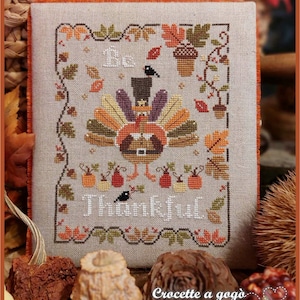 FILE PDF DIGITAL "Be thankful" cross stitch chart,turkey,autumn,thankful