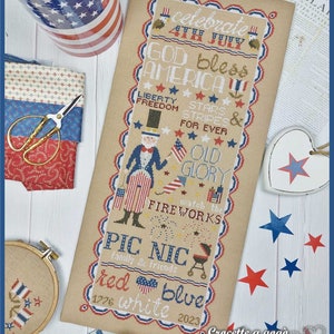FILE PDF DIGITAL-Independence Day- Cross stitch pattern patriotic, americana, flag, Usa,pic nic,stars e stripes, fireworks, old glory,libery