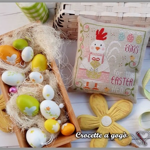 FICHIER PDF NUMÉRIQUE-La petite poule!- Modèle de point de croix Pâques, Poule, Oeufs de printemps, Coussin, Poulet, Oeufs de Pâques