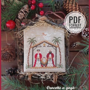 DIGITAAL PDF-BESTAND "Kerststalcollectie 1 - twee varianten, kruissteek Geboorte, Jezus, Kerstmis, Geboorte