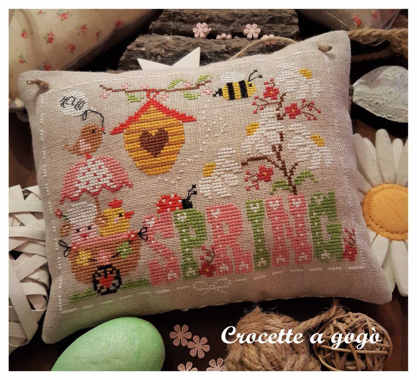 PDF FILE DIGITAL chart-Hello spring- cross stitch pattern, spring cross stitch pattern, spring cross stitch charts