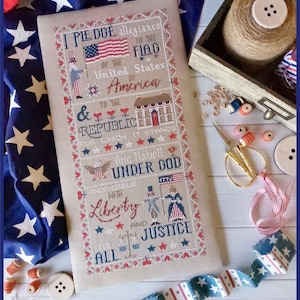 FILE PDF DIGITAL-The pledge of Allegiance!- Cross stitch pattern patriotic, americana, flag, Usa