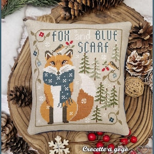 FILE PDF DIGITAL -"The little fox" - schema punto croce-winter-cross stitch patterns,fox,three,scarf,snow