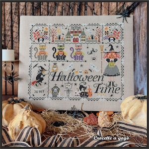 FILE PDF DIGITAL-Halloween time!- Cross stitch pattern halloween, ghost,pumpkin,black cat, witch, hounted house, trick or treat