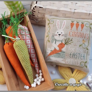 FILE PDF DIGITAL-The little bunny!- Cross stitch pattern Easter, Bunny, Spring Carrots,Pincushion,