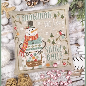 FILE PDF DIGITAL "The little Snowman", cross stitch cart, Snowman,Snow,winter,buttons,snowball,winter