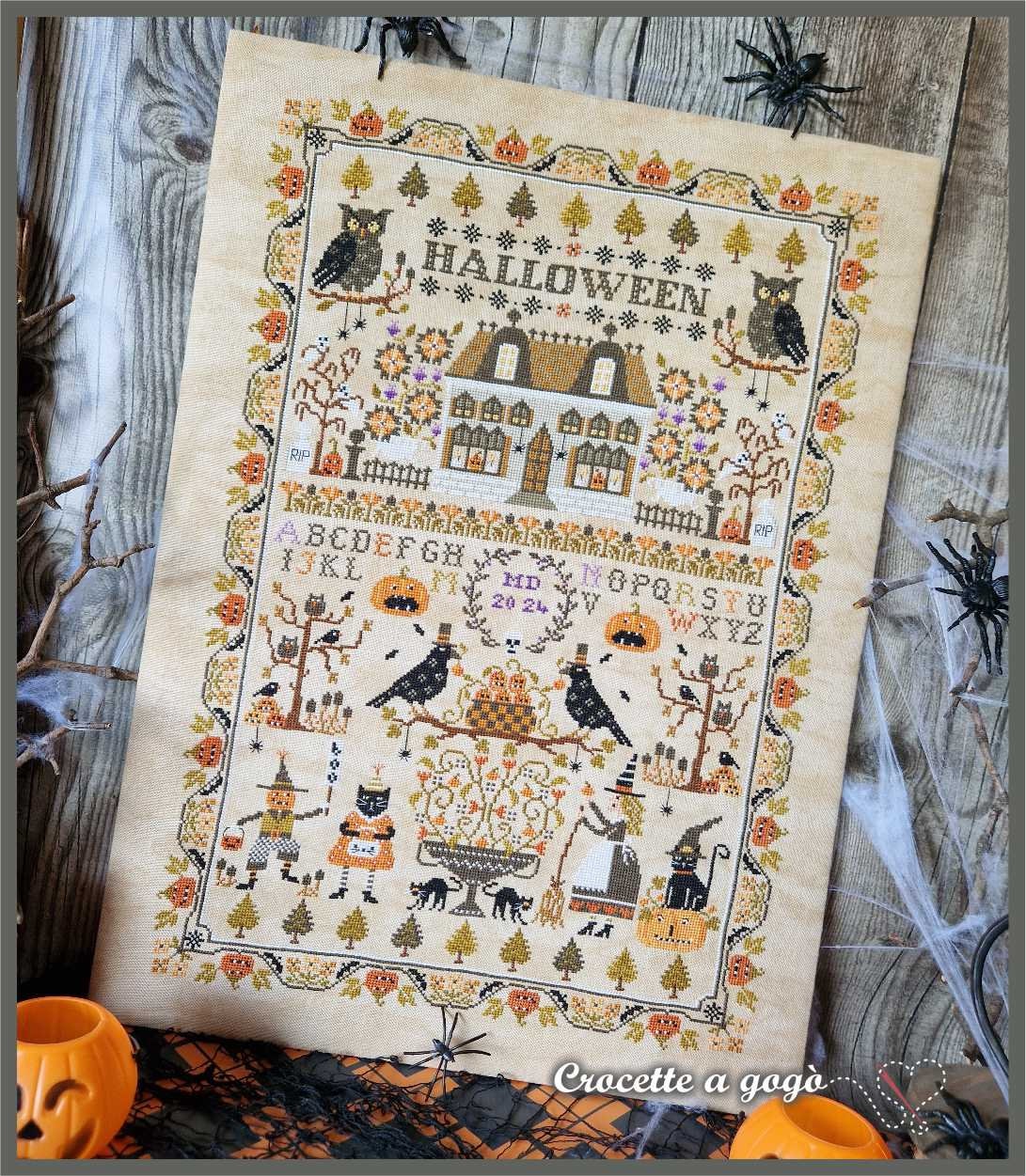 DIGITAL PDF FILE "Halloween sampler", cross stitch chart,halloween,black cat,halloween cross stitch,witch,pumpkins,magic broom,