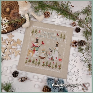 FICHIER PDF NUMÉRIQUE-Hiver Souhaits chauds-modèle de point de croix -échantillonneur d'hiver, neige, modèles de point de croix, bonhomme de neige, animaux d'hiver