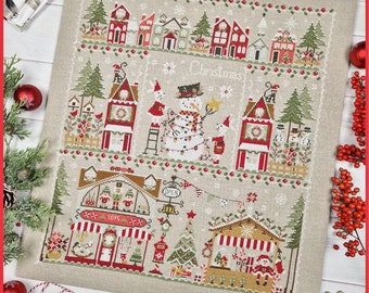 PDF FILE DIGITAL-Christmas in the city-cross stitch pattern-christmas-santa claus-reideer-natale-noel-cross stitch patterns-snowman