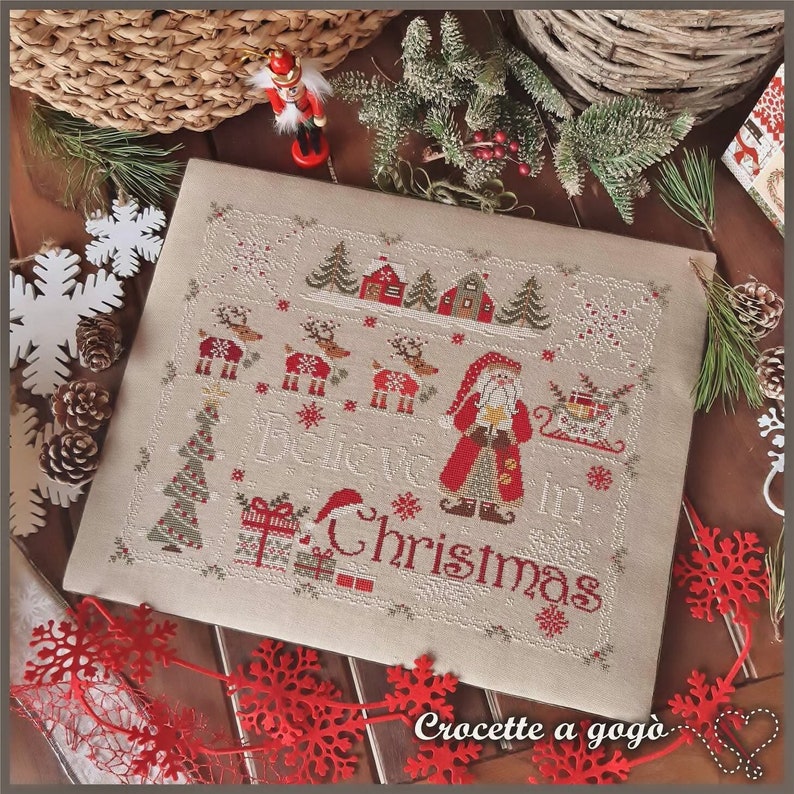 PDF FILE DIGITAL chart-Believe in Christmas-cross stitch pattern,Christmas cross stitch pattern, Cross stitch chart, santra claus, noel,christmas
