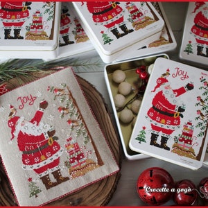 TIN BOX limited edition + papieren kruissteekpatroon - Kerstman 2022, Kerst kruissteekpatroon, Kerstman, Kerst blikken doos