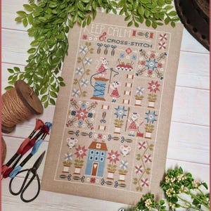 PDF FILE DIGITAL chart-Keep calm & cross stich-cross stitch pattern with writing in French and Italian mouse threads bottom set sewing sampler