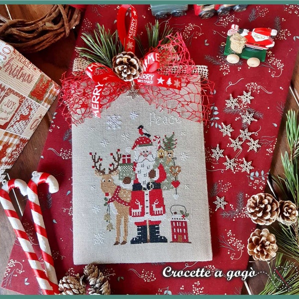 PDF-DATEI DIGITALE Tabelle-Weihnachtsmann 2021- Kreuzstichmuster-Weihnachten-Weihnachtsmann-Reideer-Natale-Noel-Frieden-Winter-Kreuzstichmuster