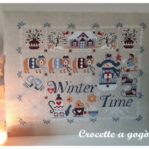 FILE PDF DIGITAL chart-Winter Time- schema punto croce  winter cross stitch pattern, Cross stitch chart, bear, snow, snowman